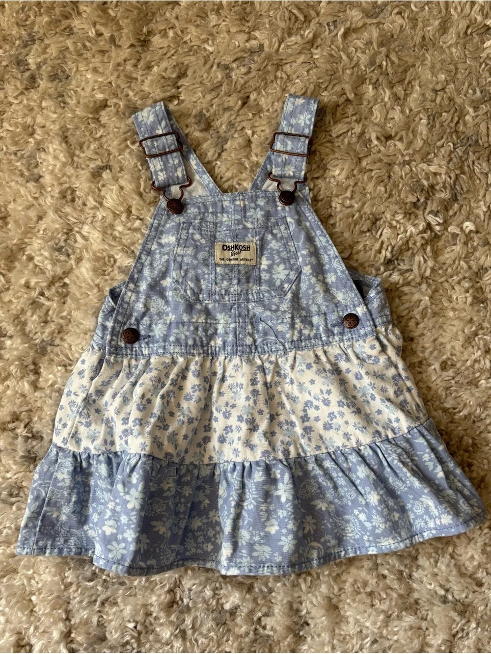 NWT OshKosh B'gosh Floral Tiered Overall Dress | 18m